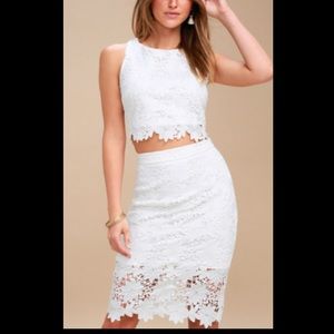Lulu’s Two-Piece White Lace Dress